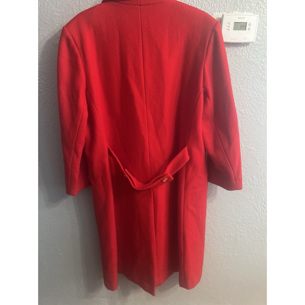 Herman Kay Gold Buttons Red Wool Vintage‎ Long Coat Women's Size 4 - Picture 4 of 8
